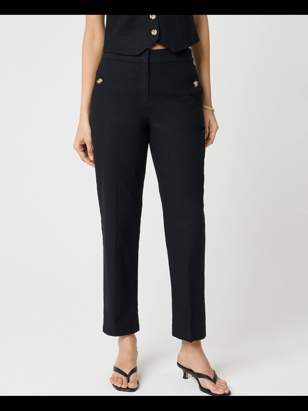 NWOT J. Crew Factory Sailor Ankle Pants w/ Pocket Button Detail Linen-Blend 6